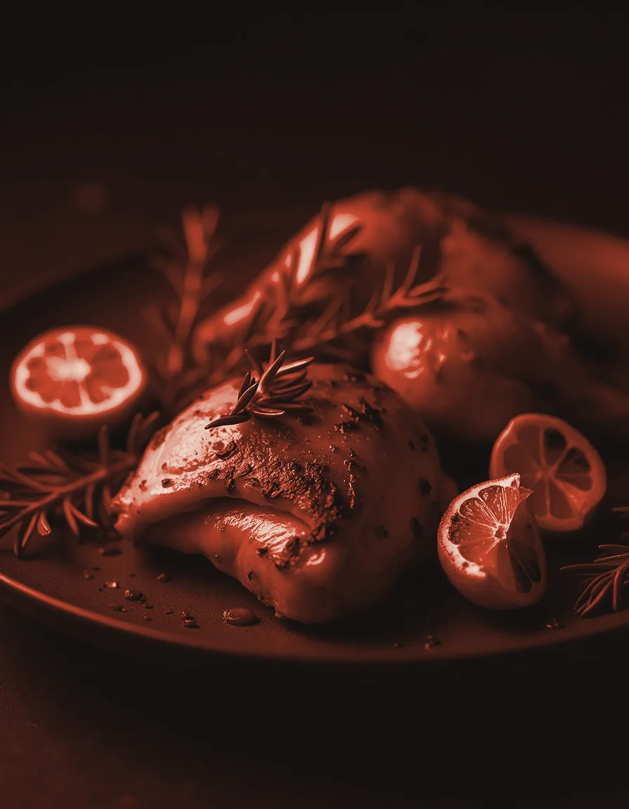 Herb-roasted chicken with charred lemon